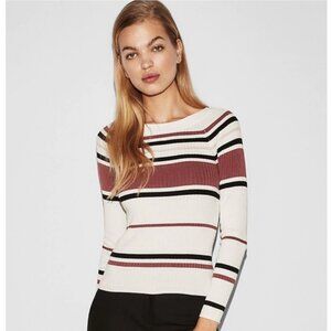 NWT Women's EXPRESS Striped Ribbed Bateau Neck Sweater‎ | Size M